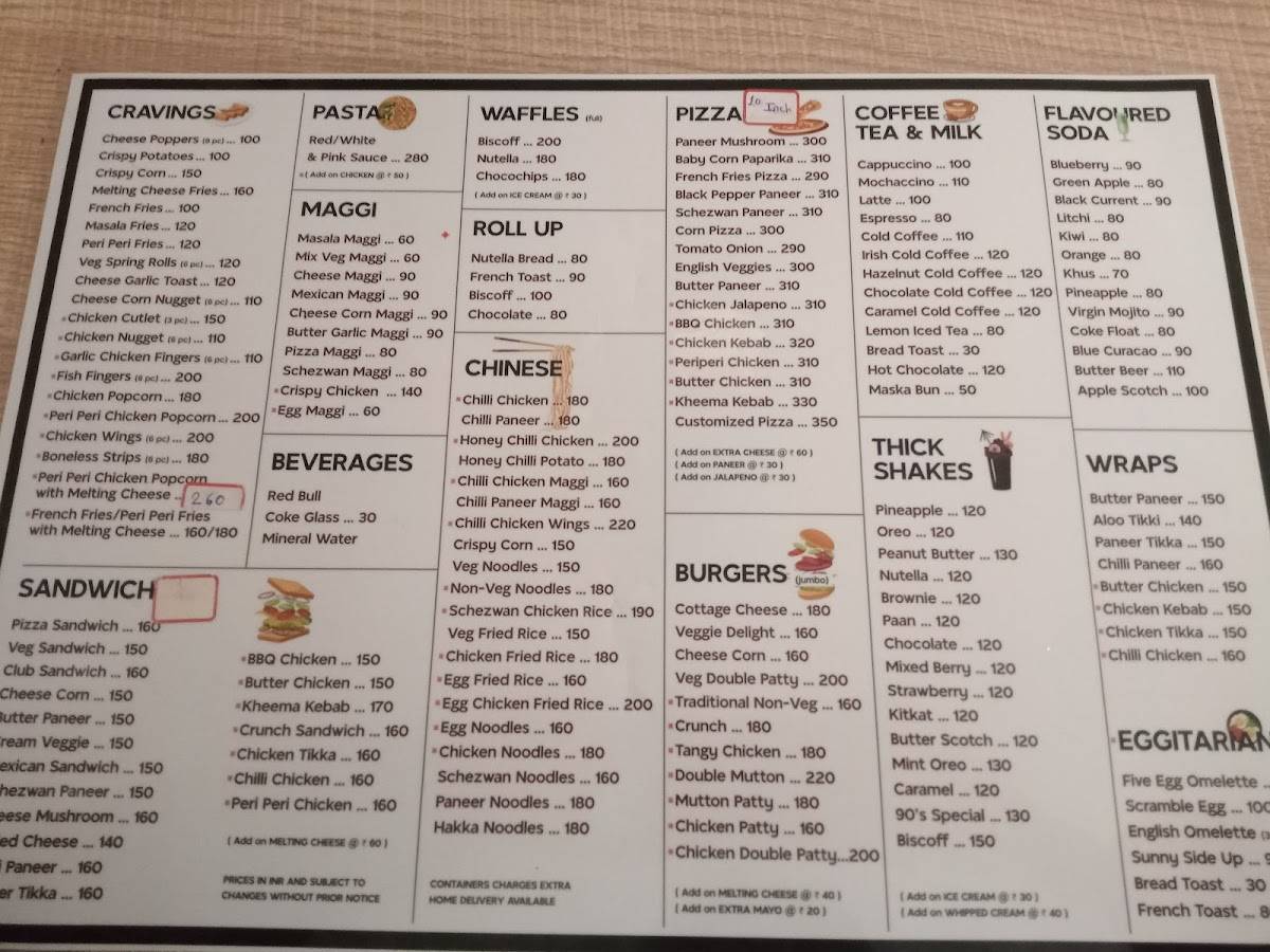 Nineties Cafe menu