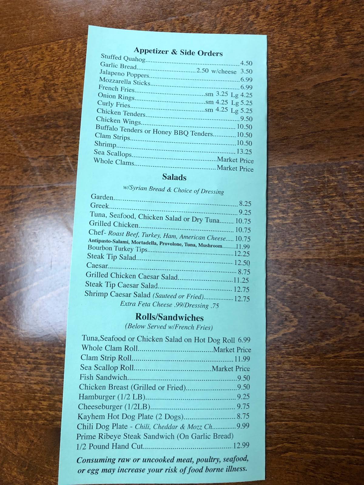 Menu at North End Market & Deli pizzeria, Brockton