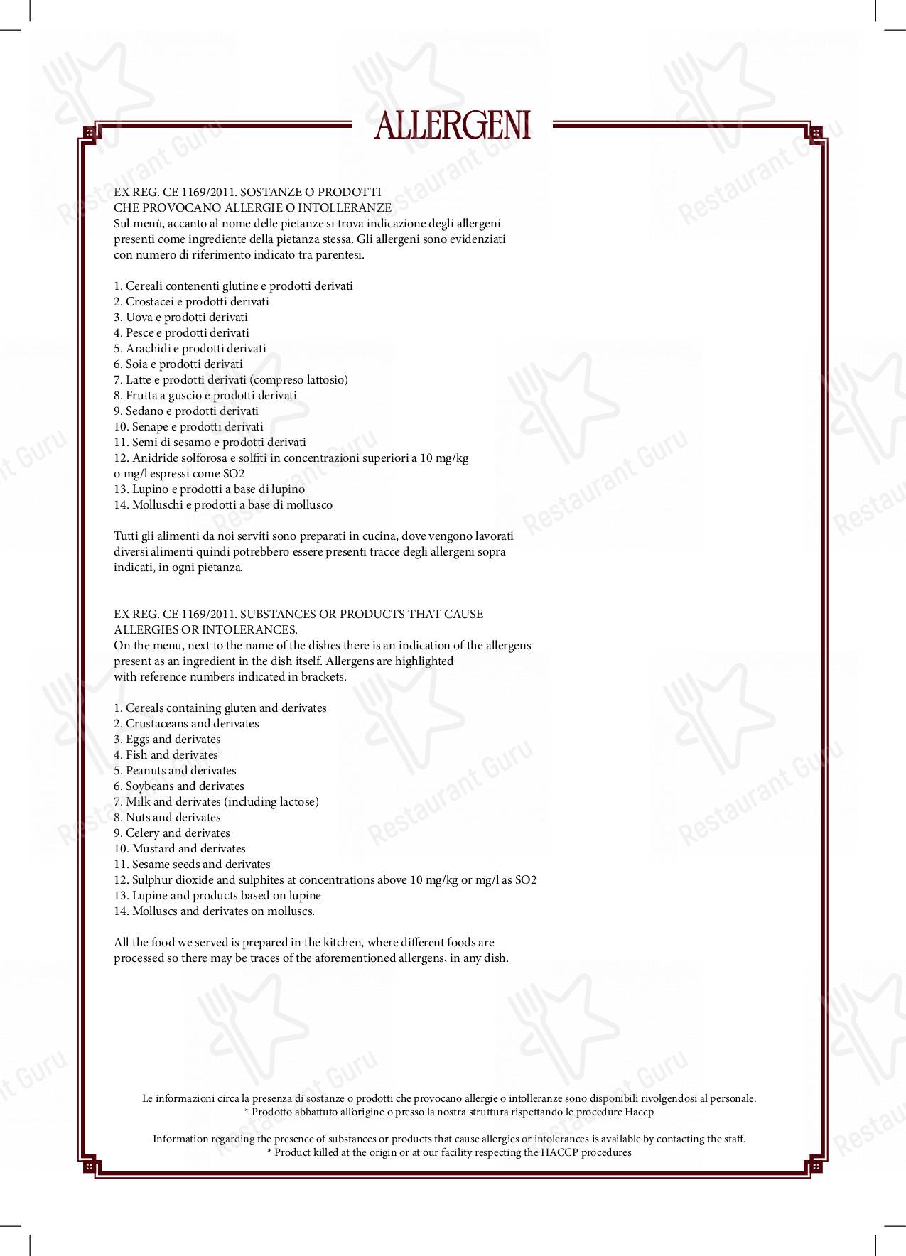 Menu per Ristorante Trastevere ristorante