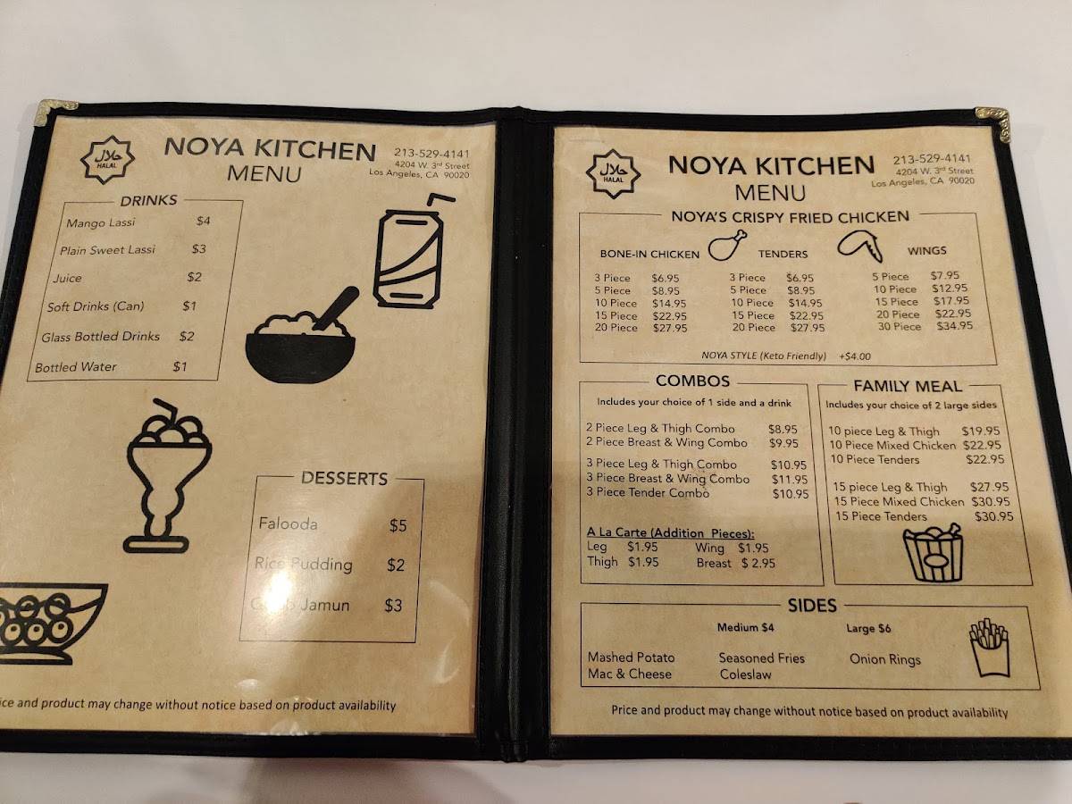 Menu at Noya Kitchen restaurant, Los Angeles