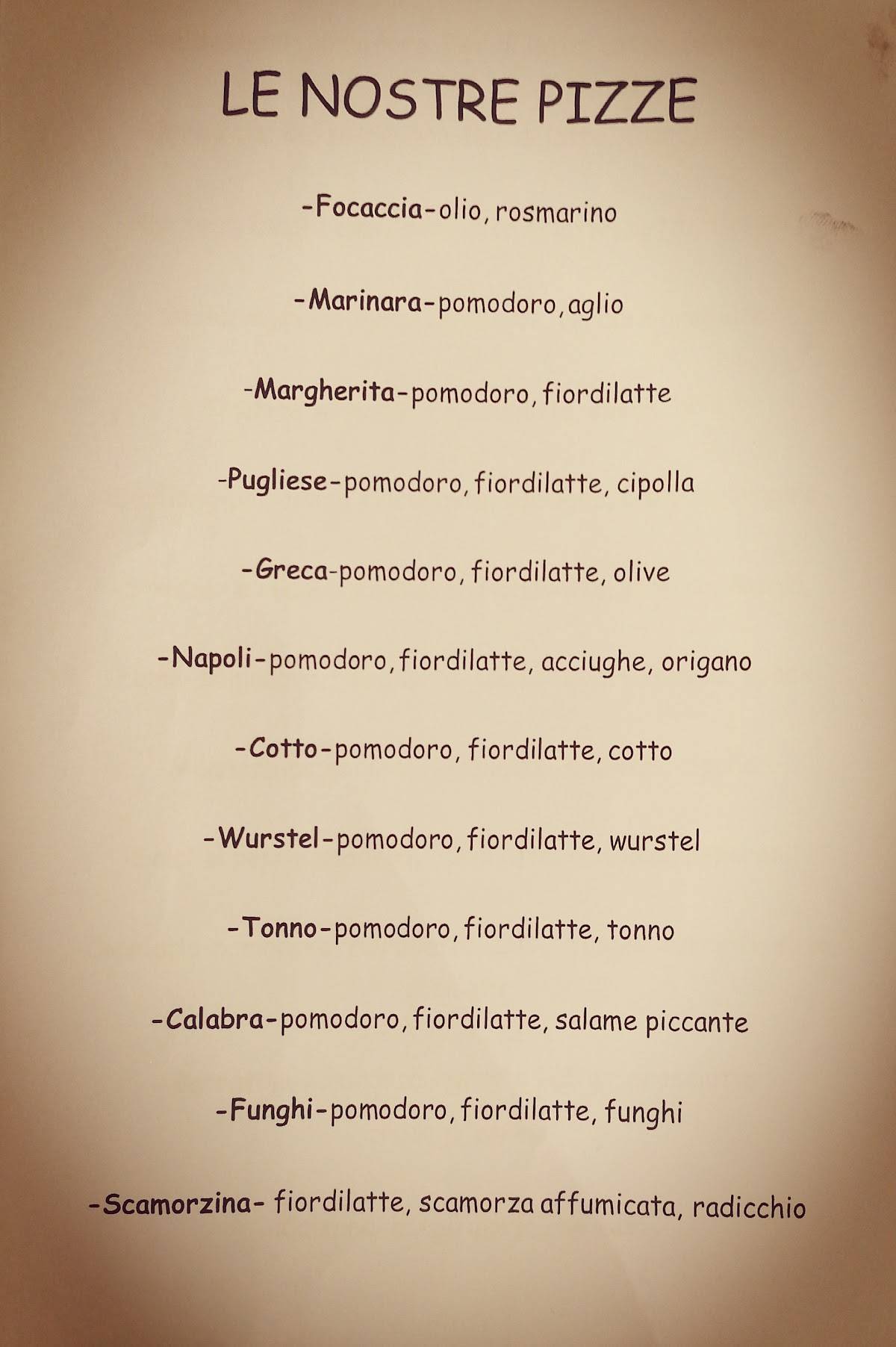 Menu di Pizzeria Strapizzami 