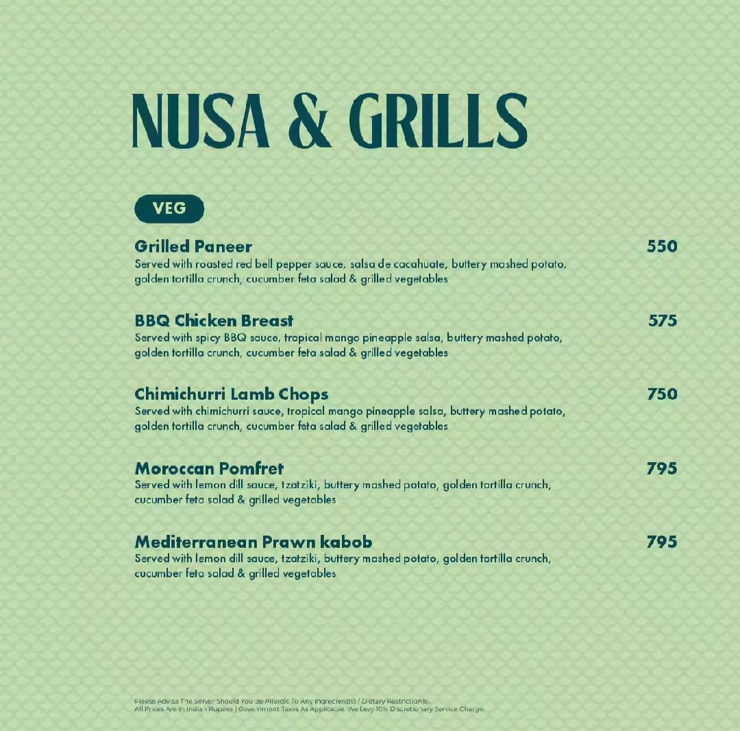Nusa - Tropical Brewvilla menu