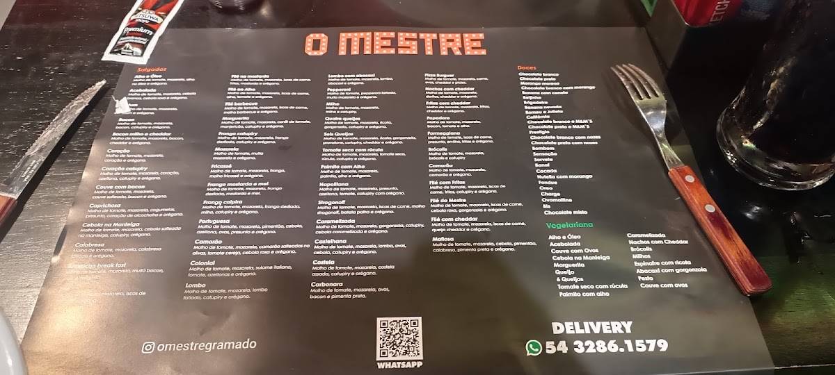 O Mestre Pizzaria cardápio