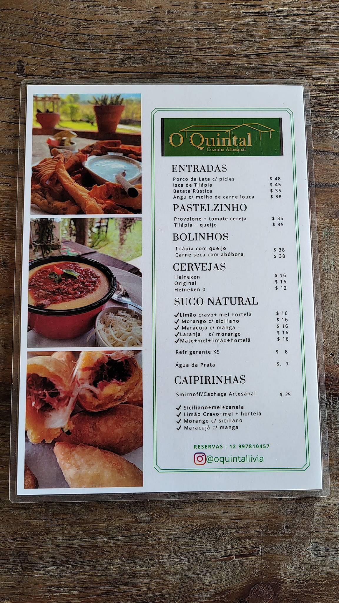 O Quintal Restaurante cardápio