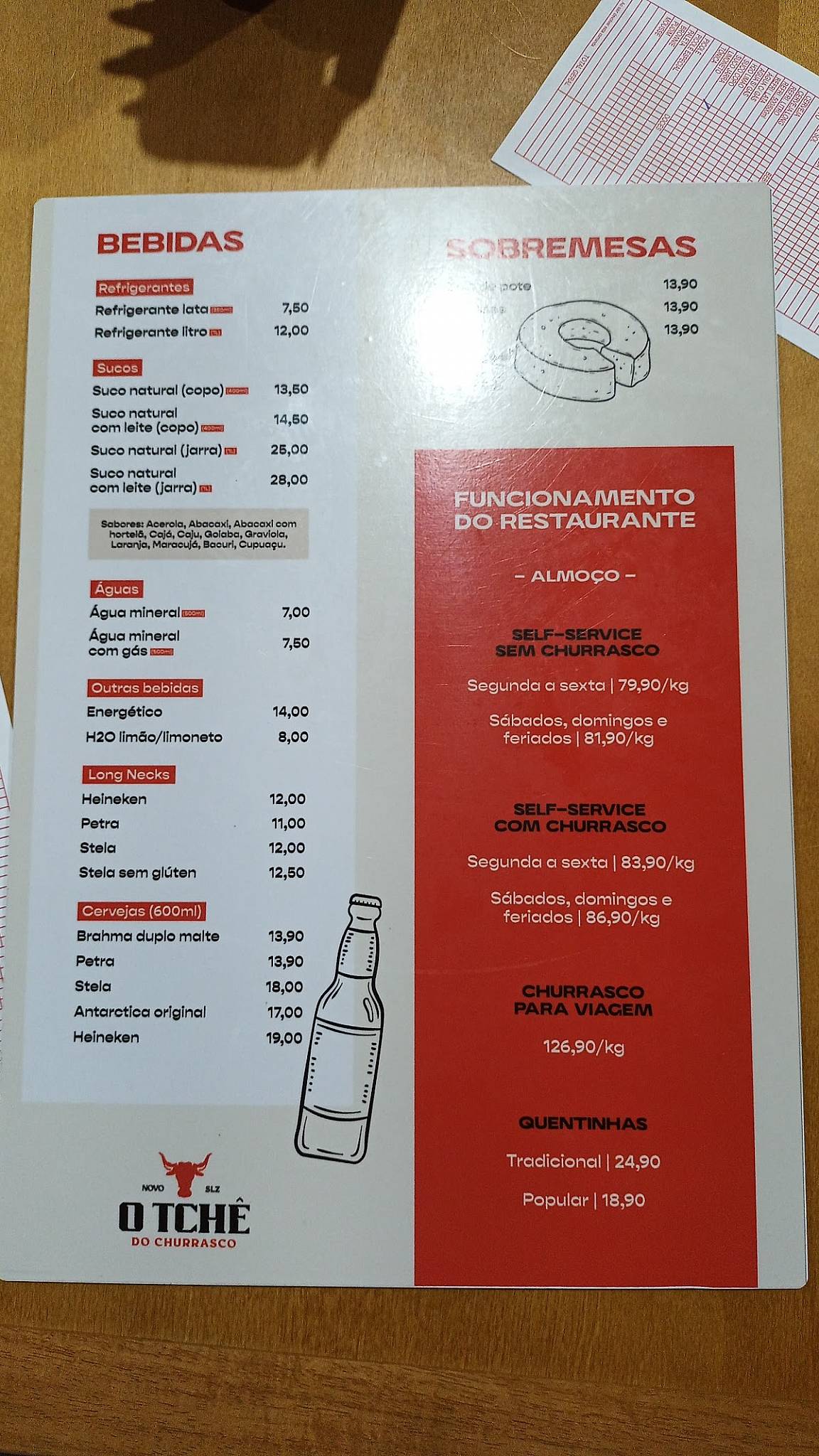O Tchê do Churrasco cardápio