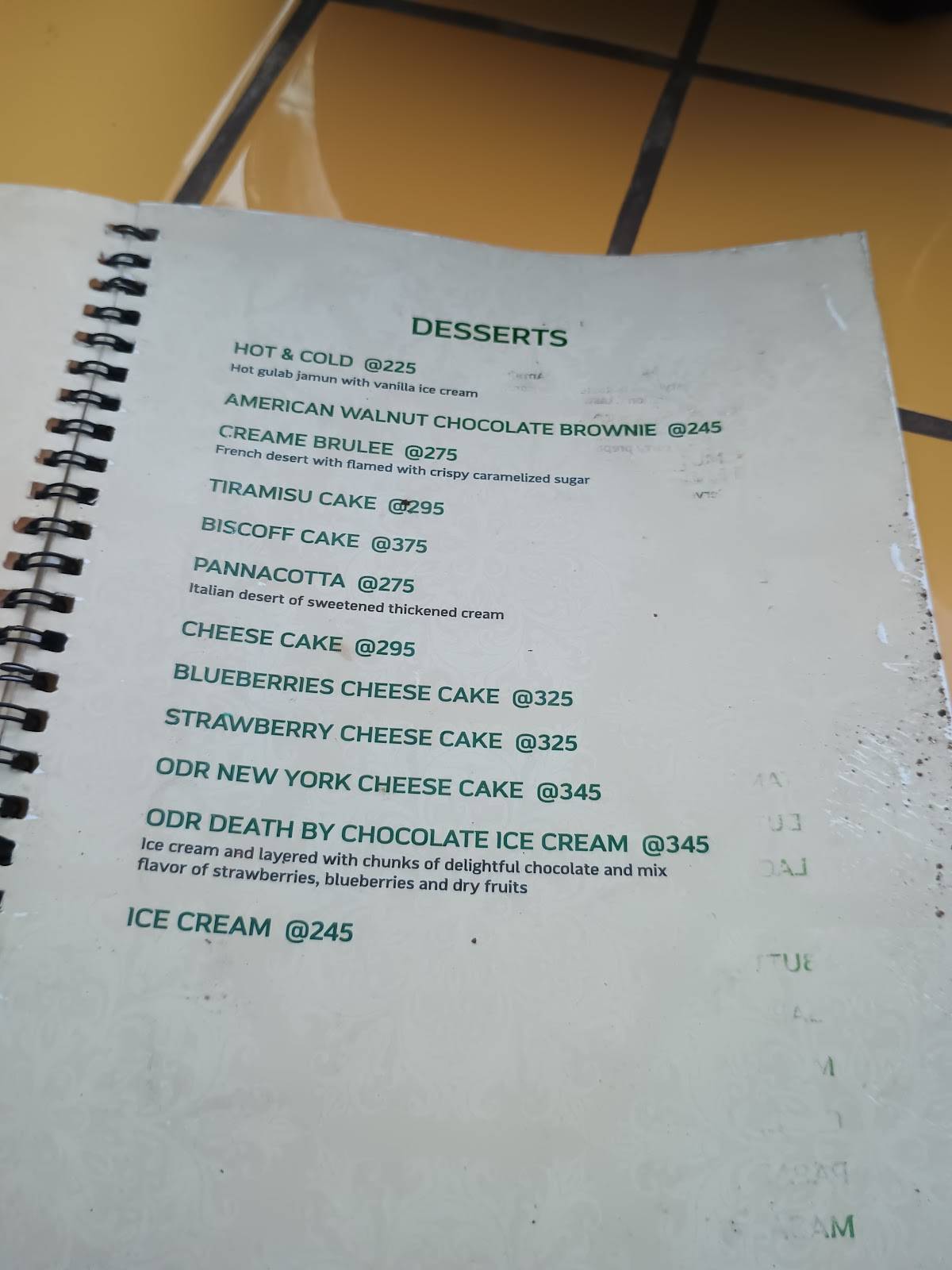 ODR - On Da Rocks menu