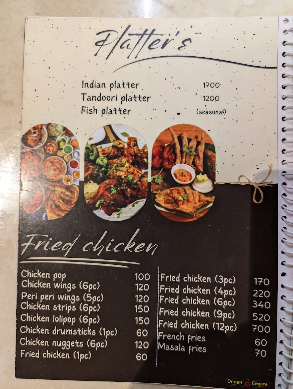 Ocean Empire Restaurant menu