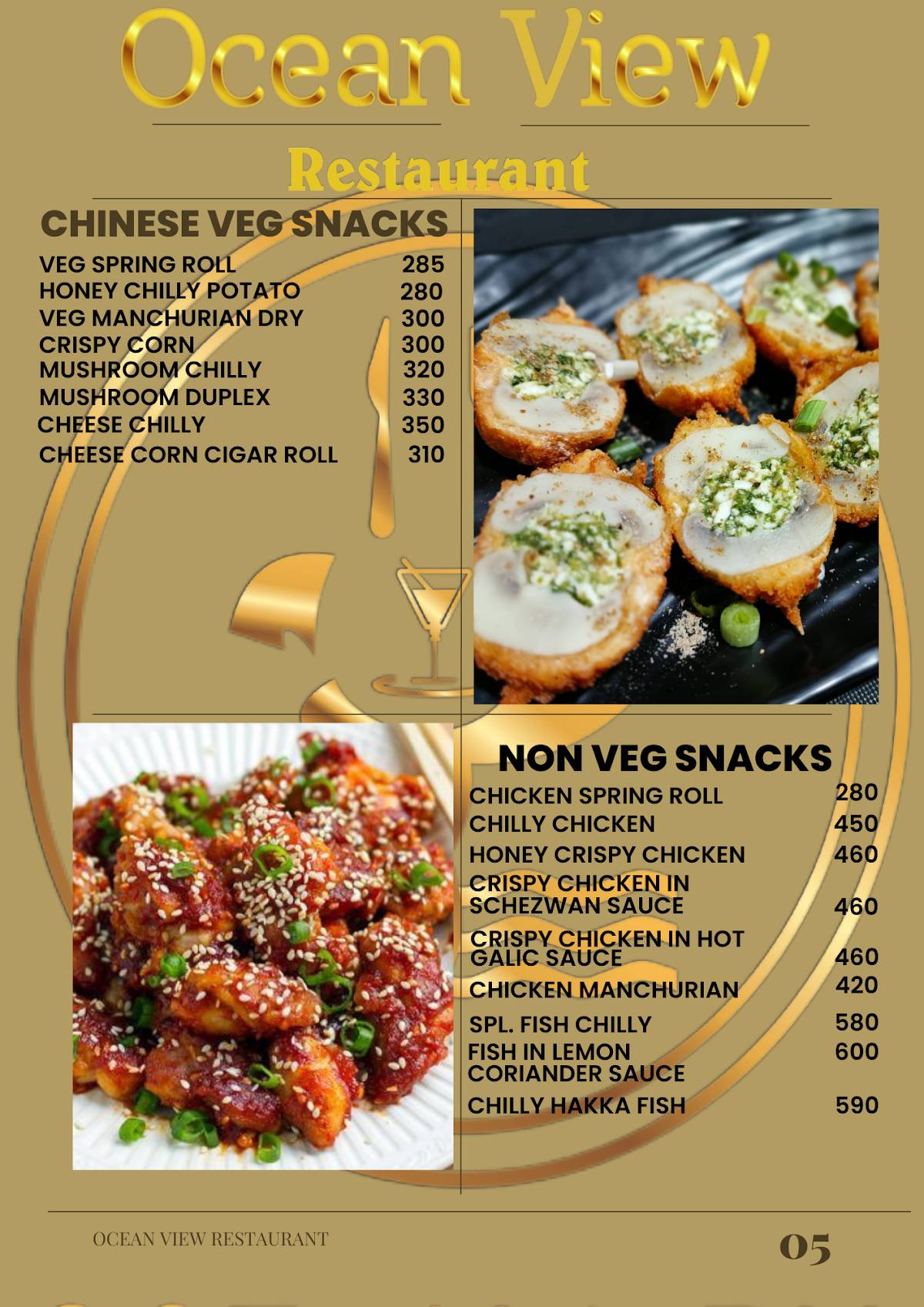 Ocean View Restaurant, Cafe and Party Hall- A Venture of J.P. Hospitality and Services menu