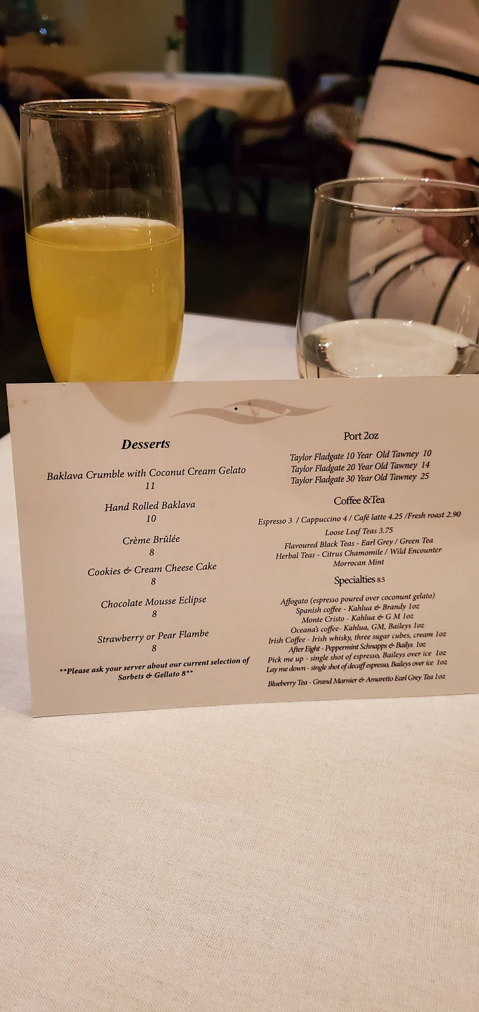 Menu de Oceana Seafood Steakhouse & Bar