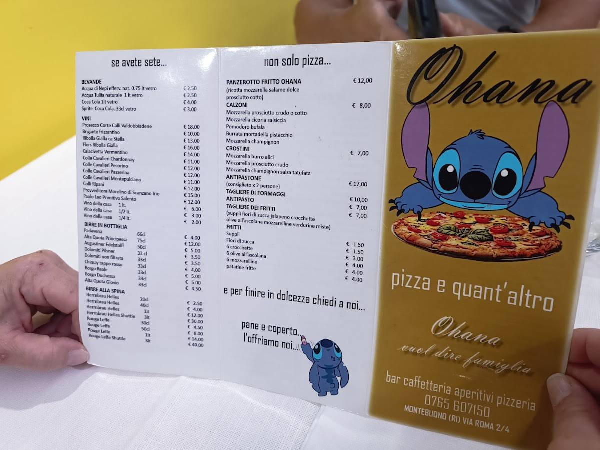 Menu di Pizzeria Ohana 