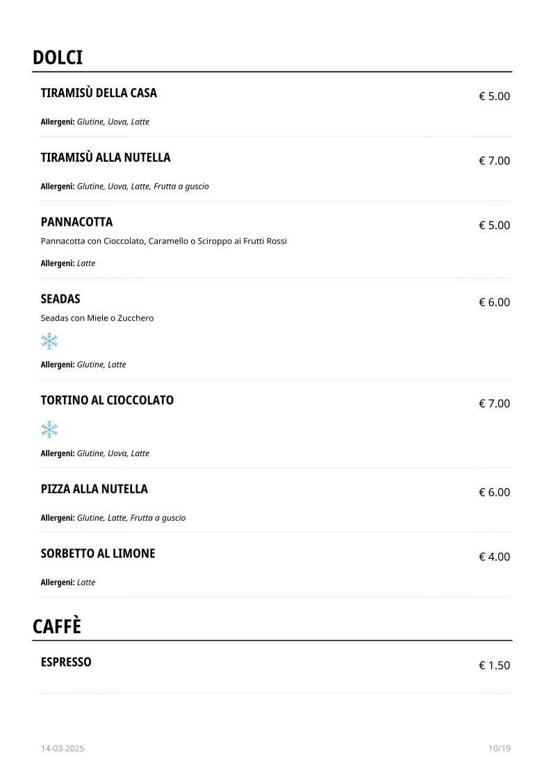 Menu di Retrò Pizzeria Olbia 