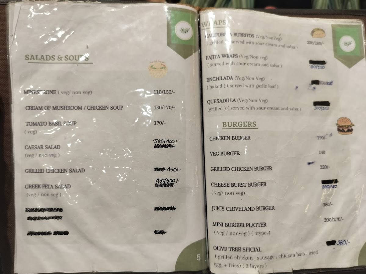 Olive Tree menu