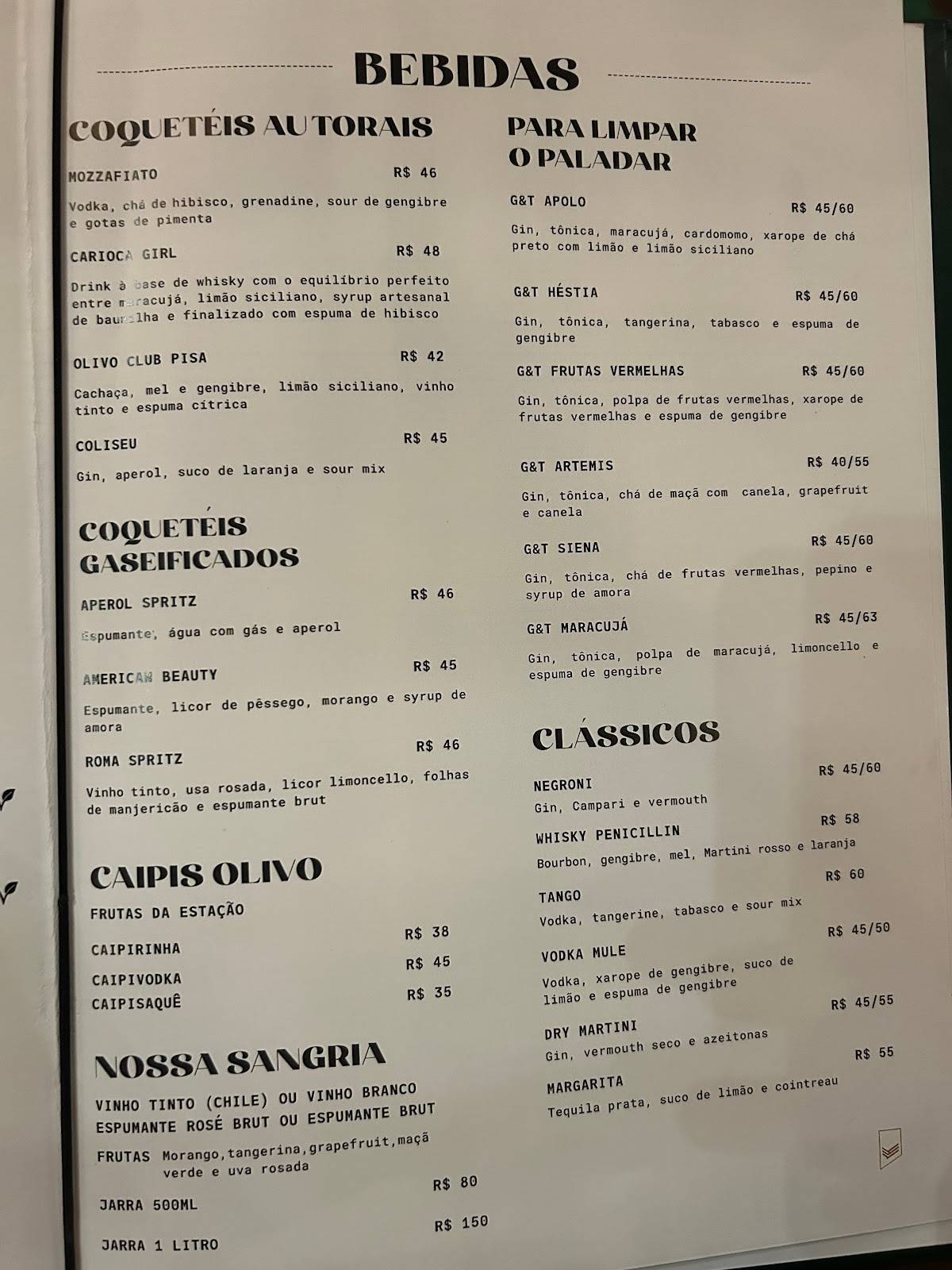 Olivo Cucina e Pizzeria: Massas, Pizzas, Restaurante Italiano em Rio de Janeiro cardápio