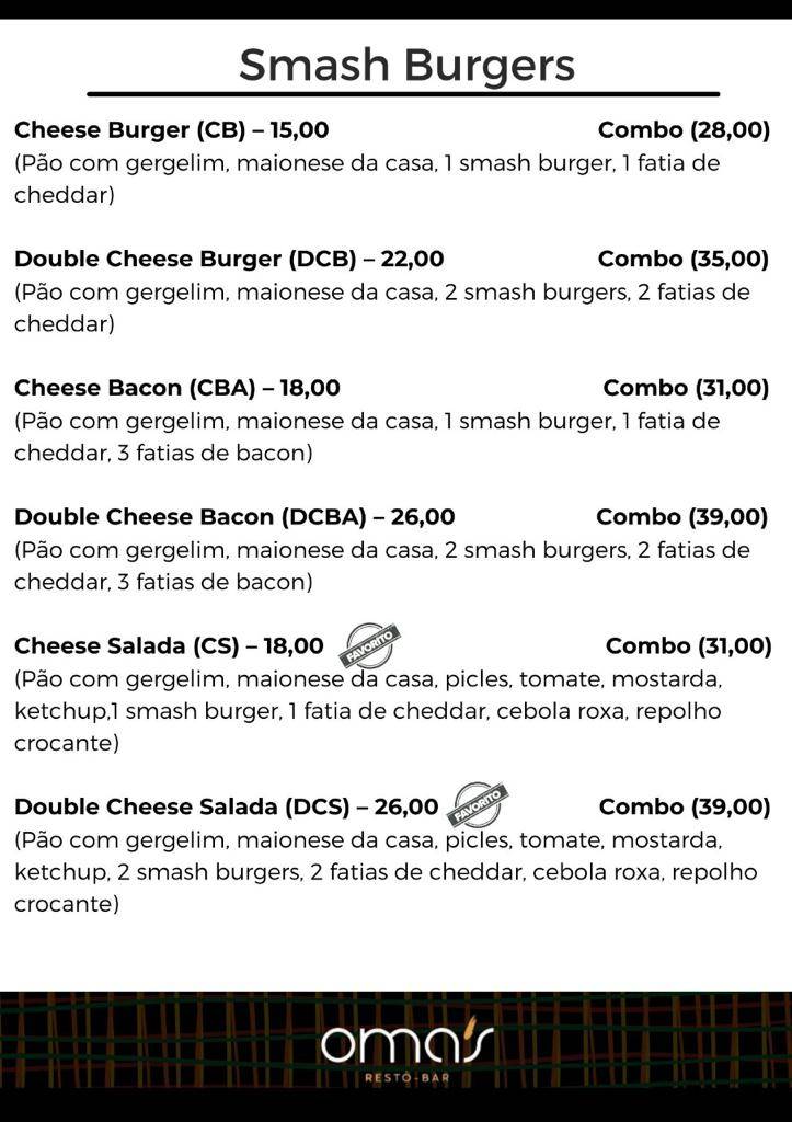 Omas Restô Bar cardápio