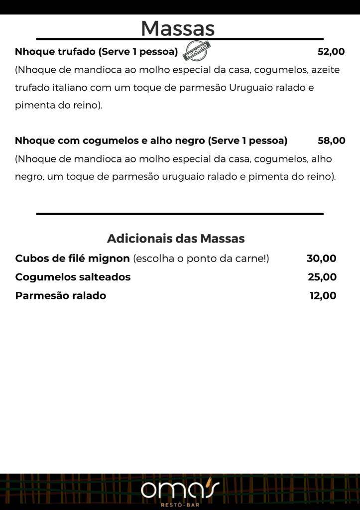 Omas Restô Bar cardápio