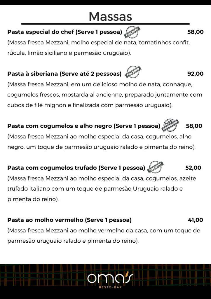 Omas Restô Bar cardápio
