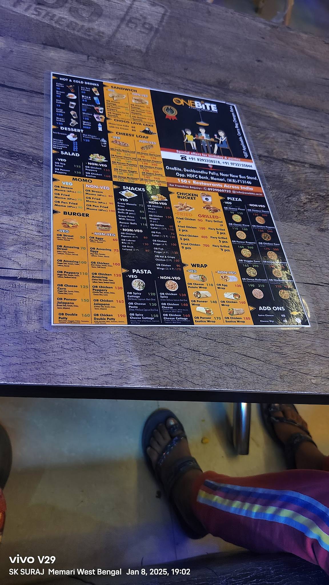 OneBite Memari menu