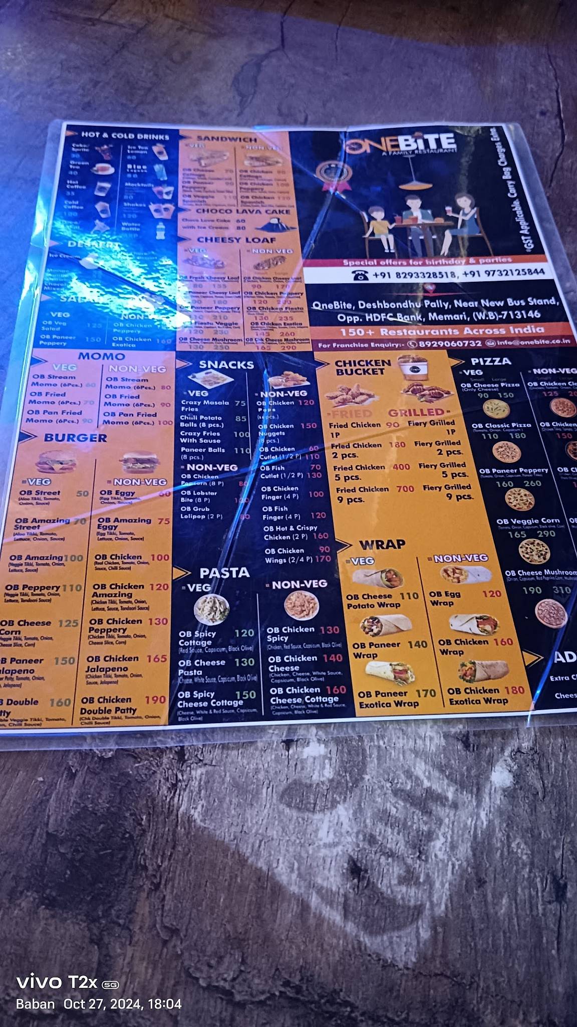 OneBite Memari menu