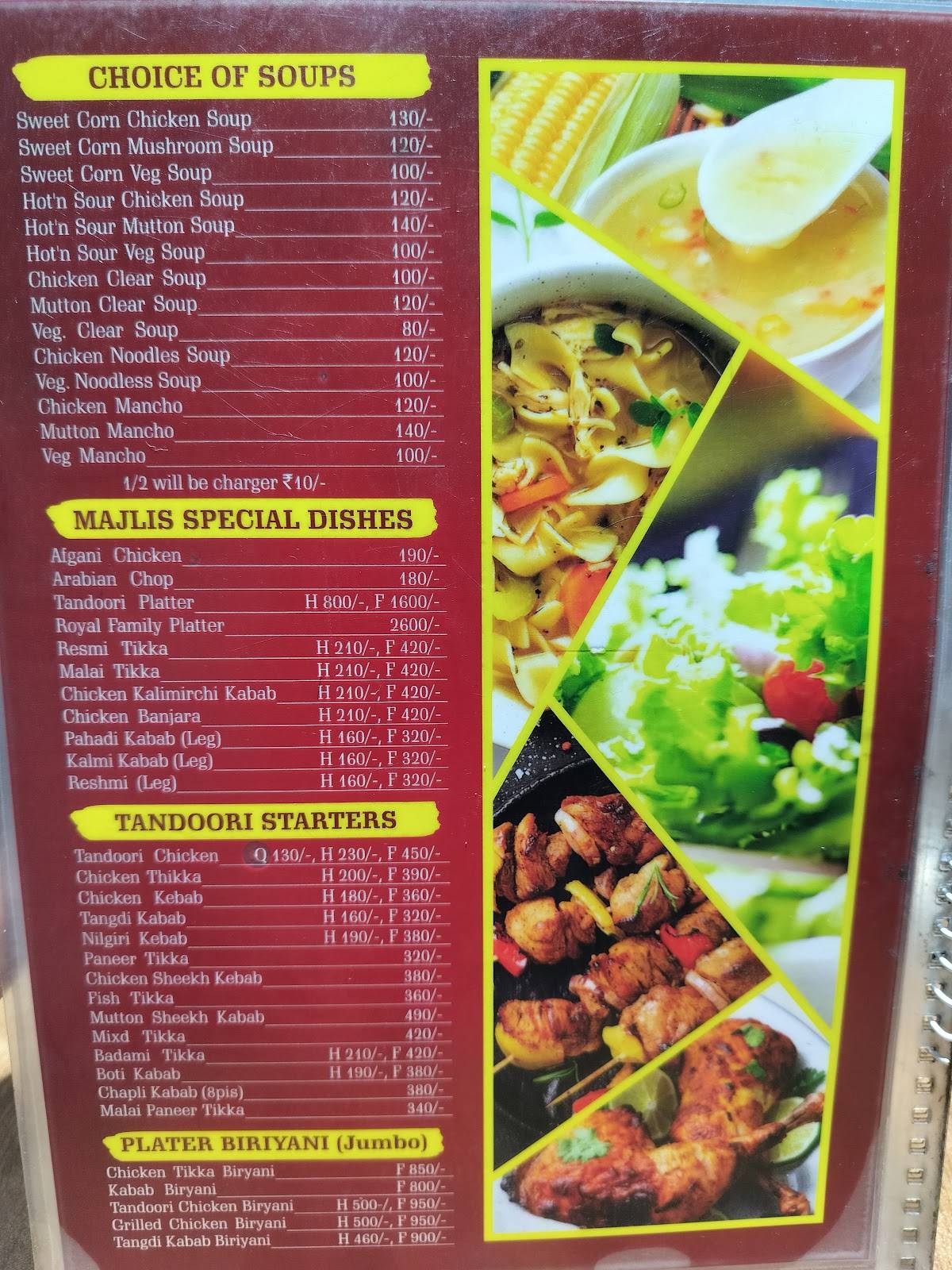 Ooty Majlis Restaurant menu