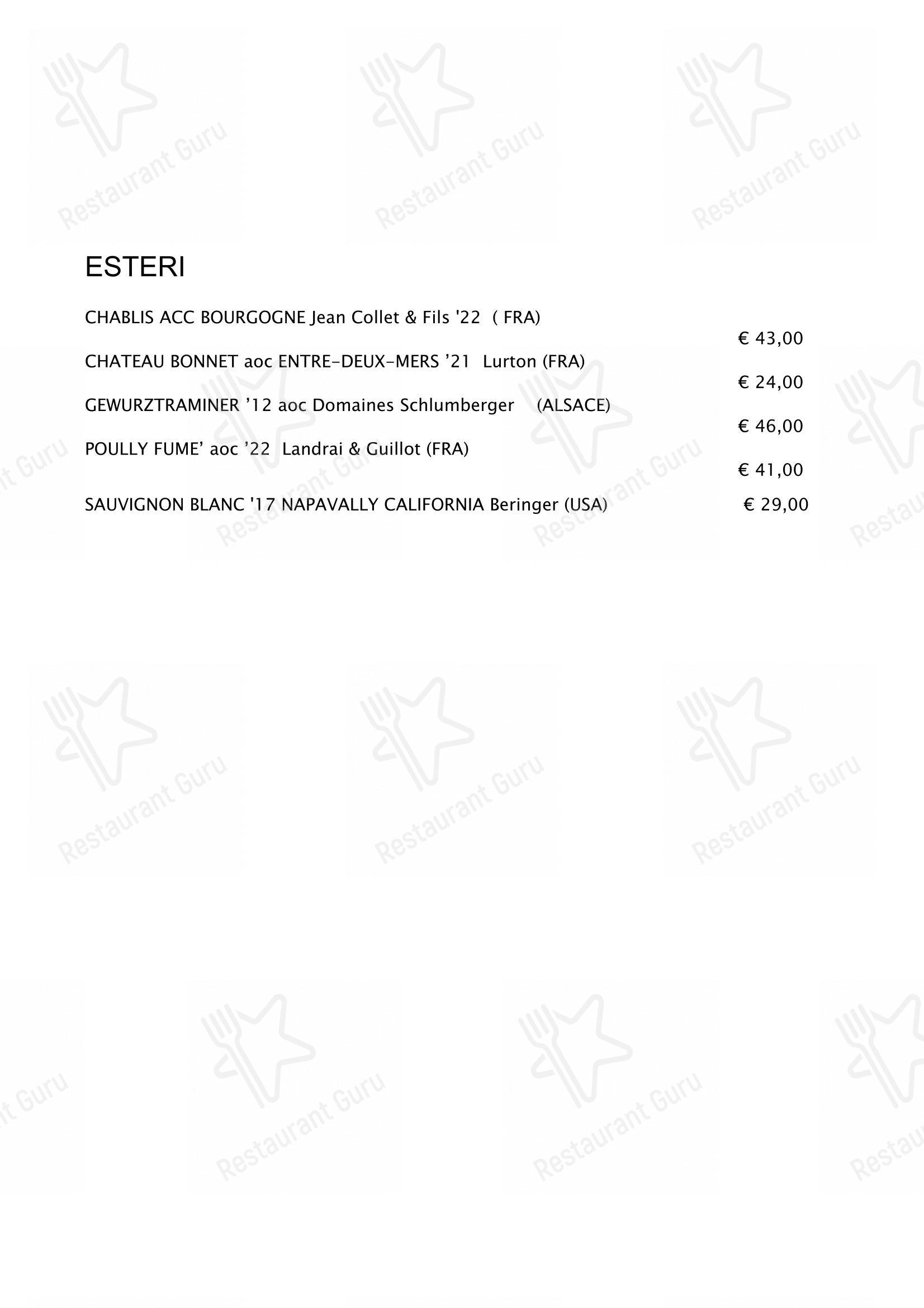 Основное меню pour Opera Terza restaurant