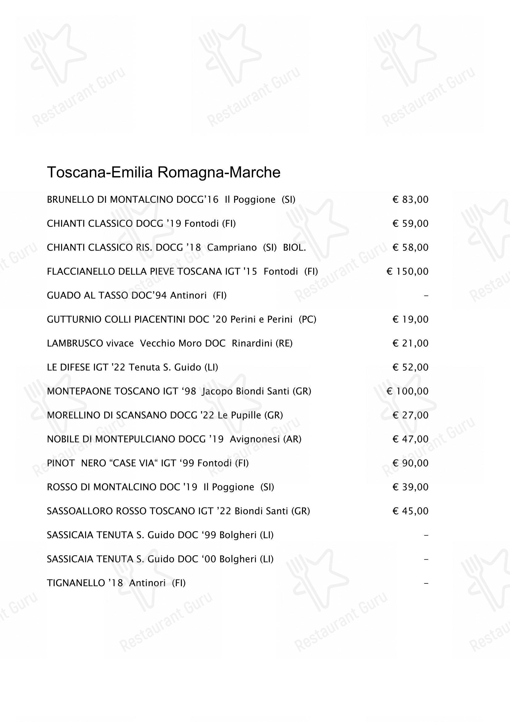 Menu pour Opera Terza - Ночное меню