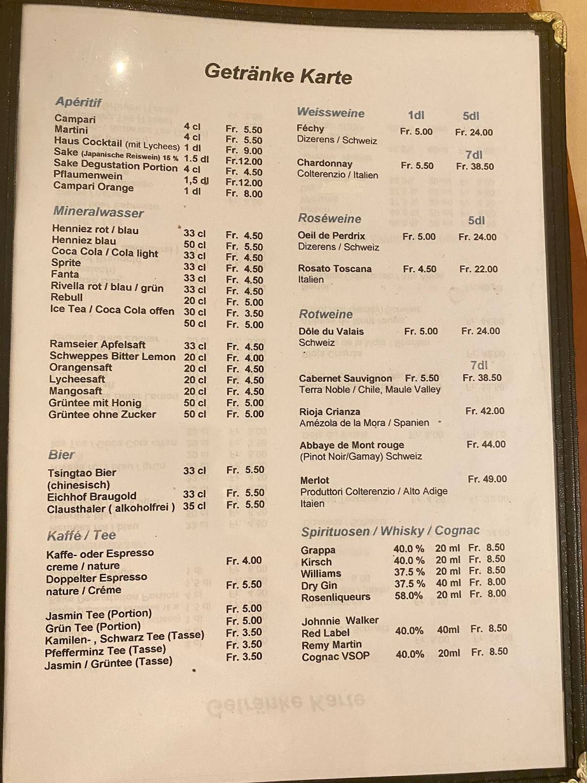 Menu di Szechuan 
