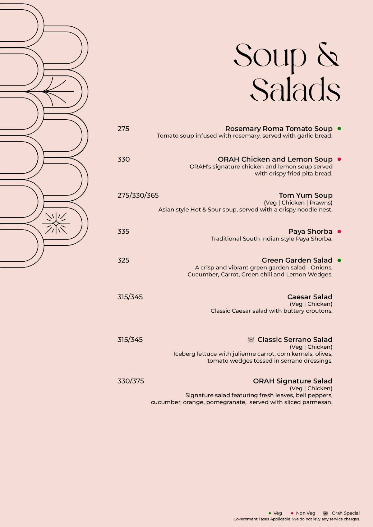 Orah Brew Garden menu