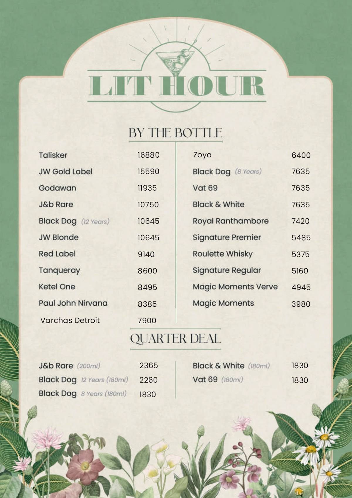 Orah Brew Garden menu