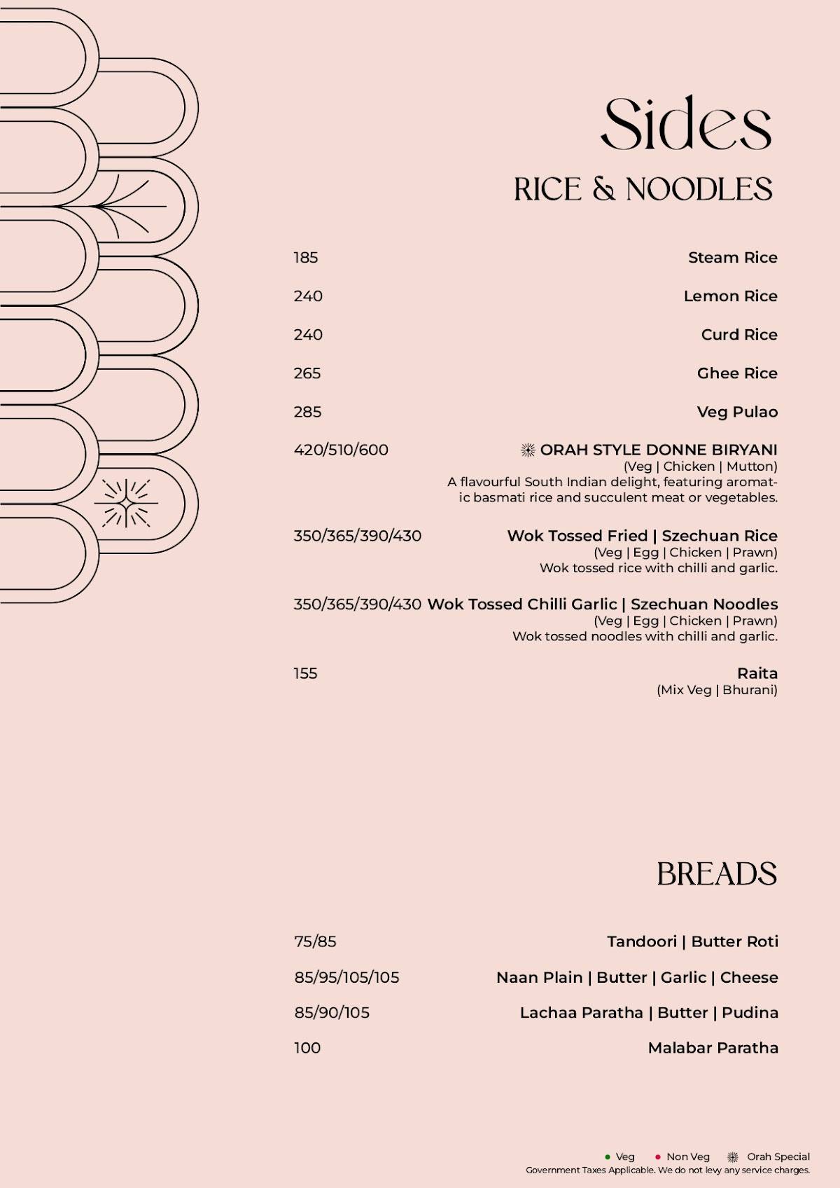Orah Brew Garden menu