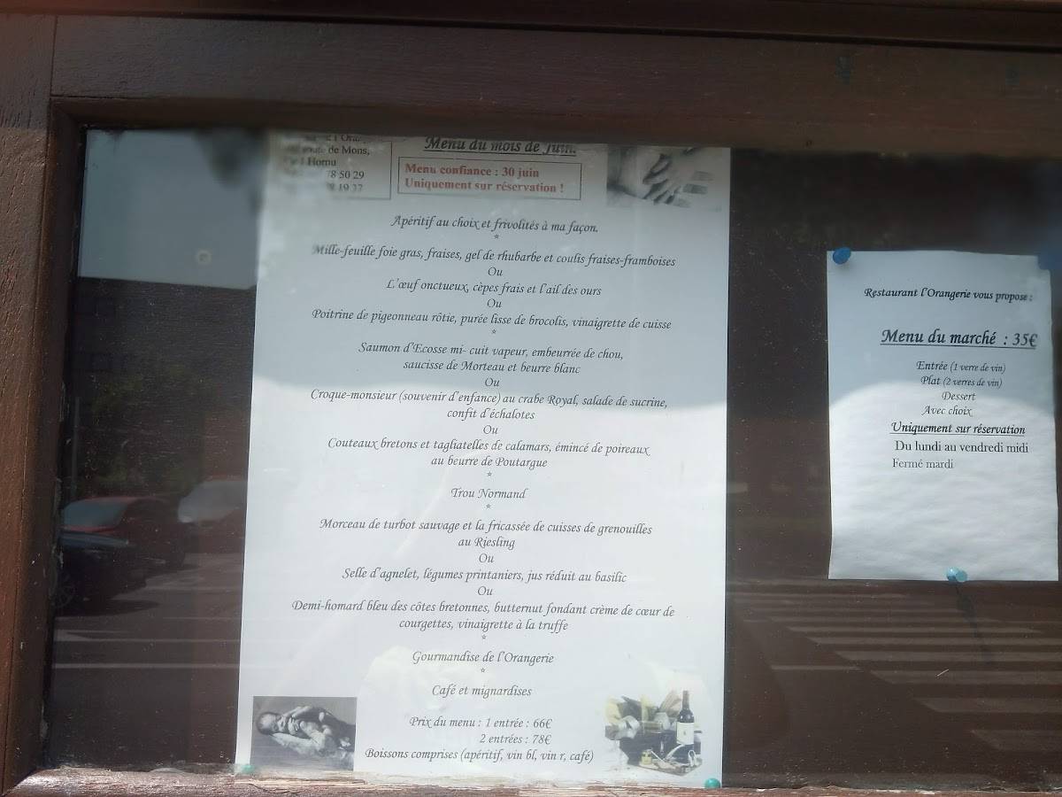 Menu de L orangerie