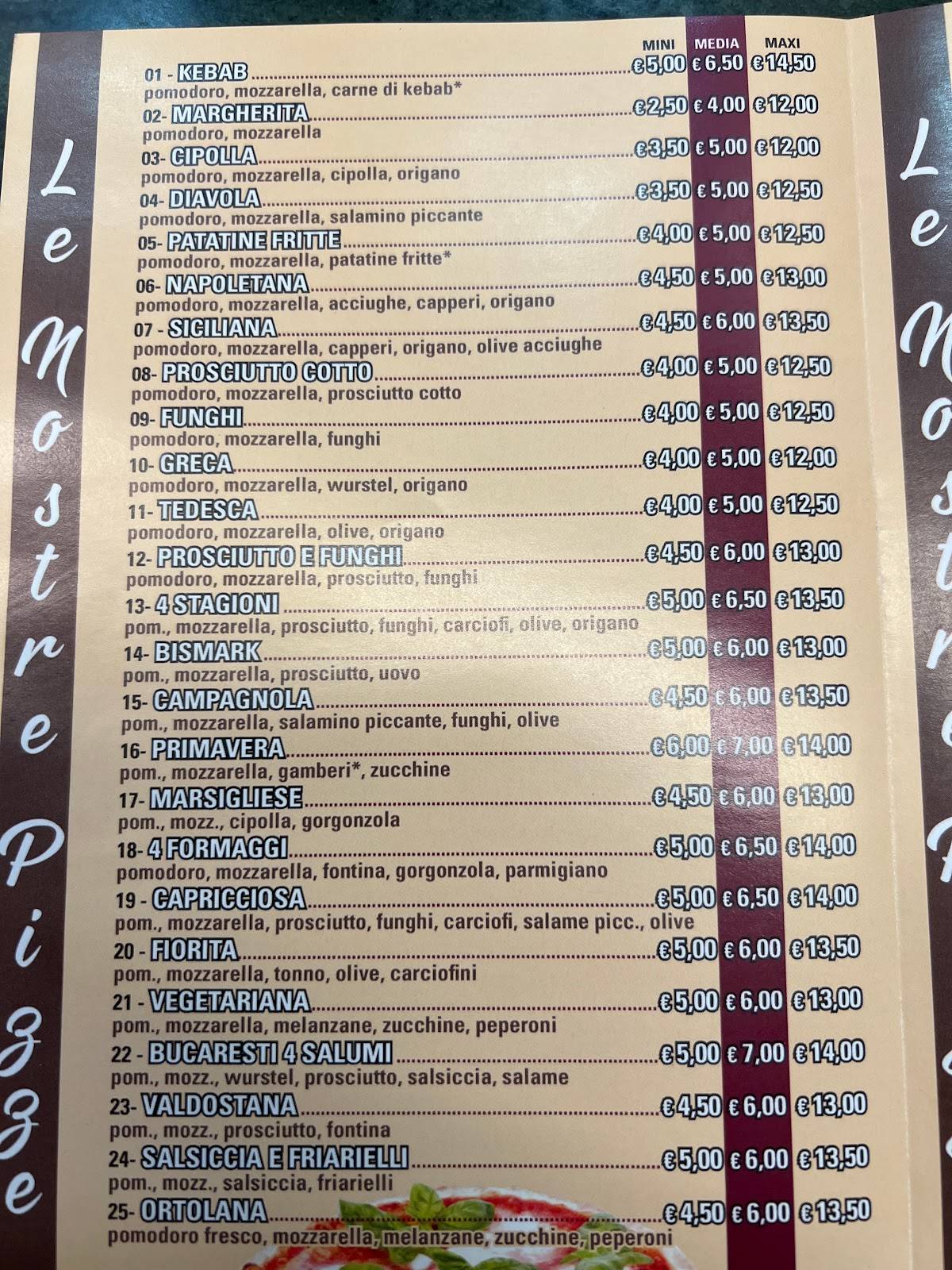 Menu di Osha Pizza Kebab Grill 