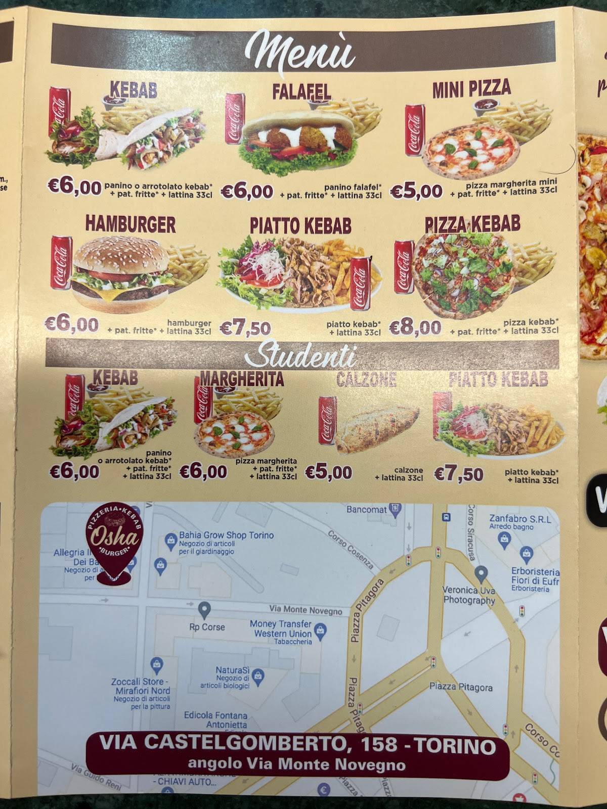 Menu di Osha Pizza Kebab Grill 