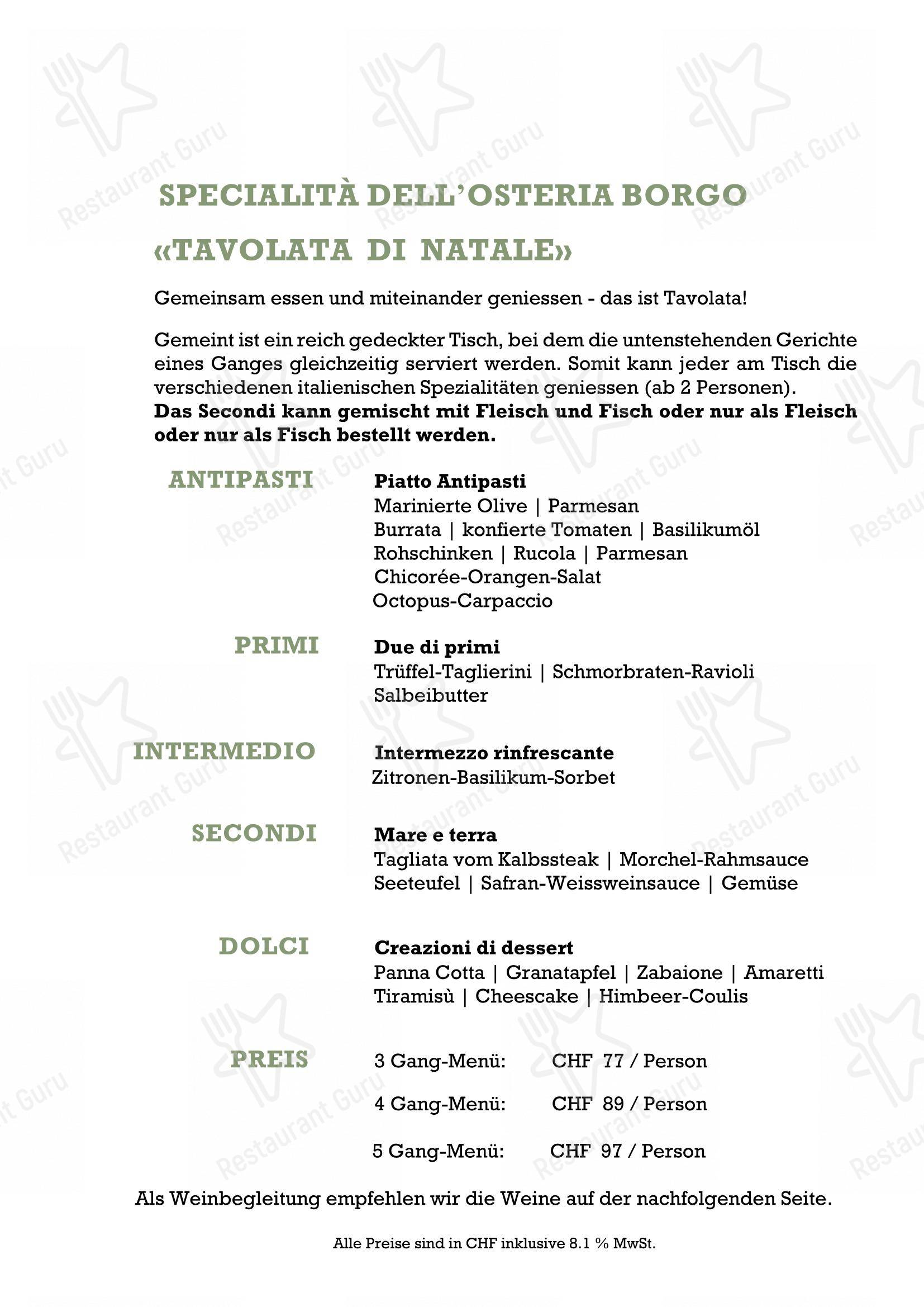 Menu di Osteria Borgo - Menu