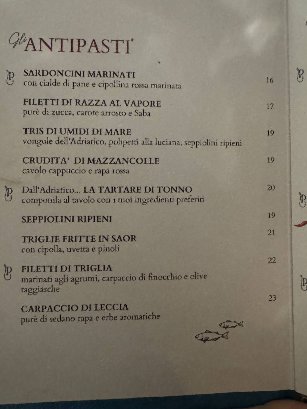 Menu di Osteria Delle Poveracce 