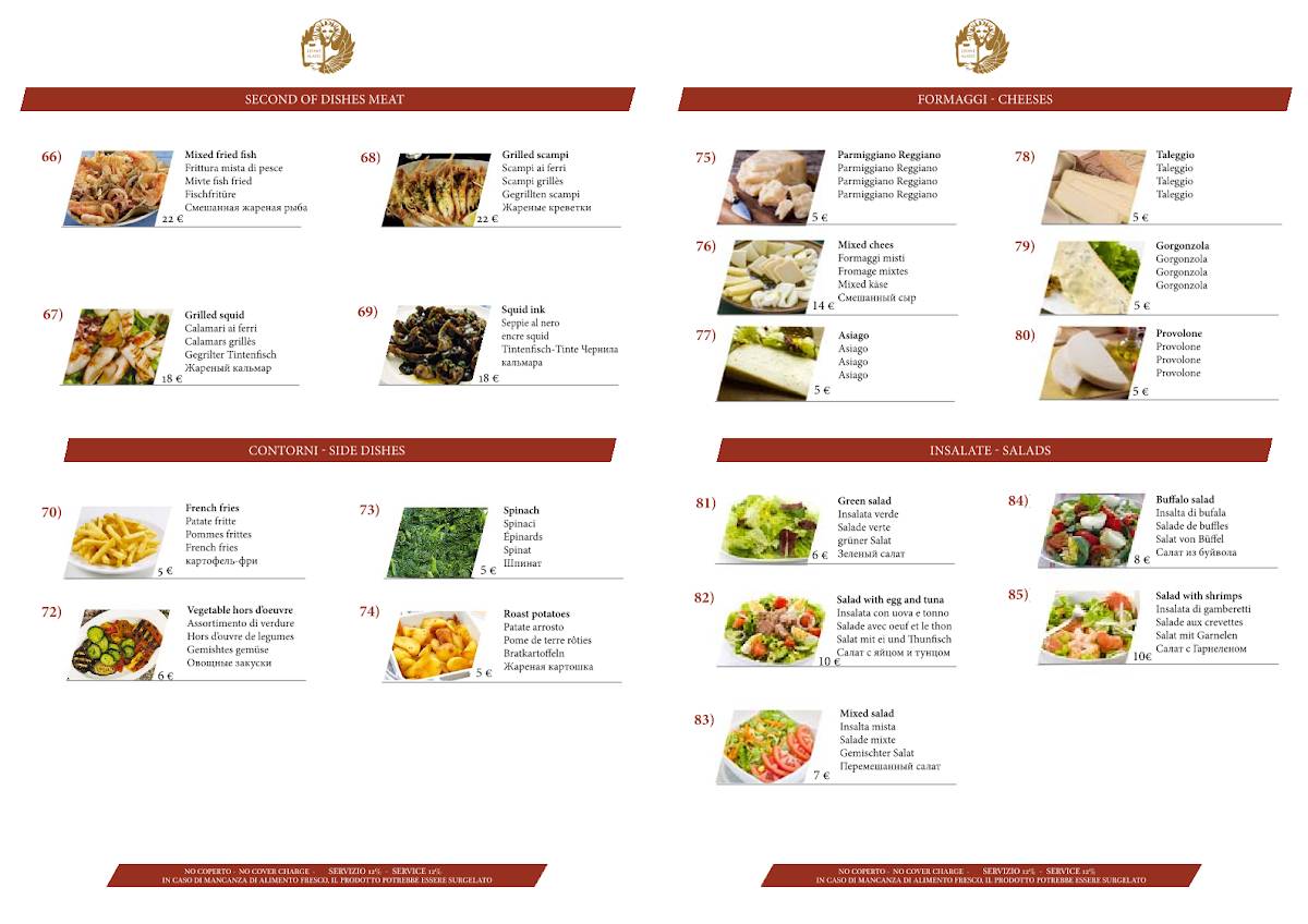 Menu di Osteria Leone Alato 