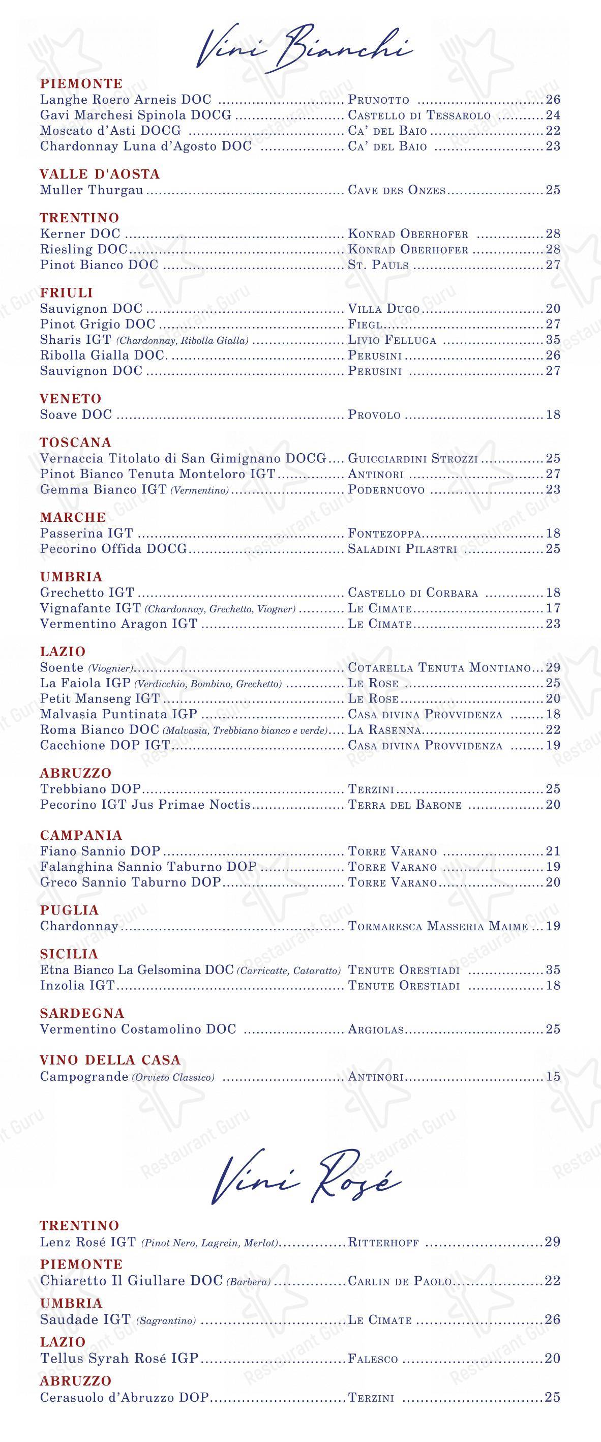 Osteria Nuvolari in Roma - Menu