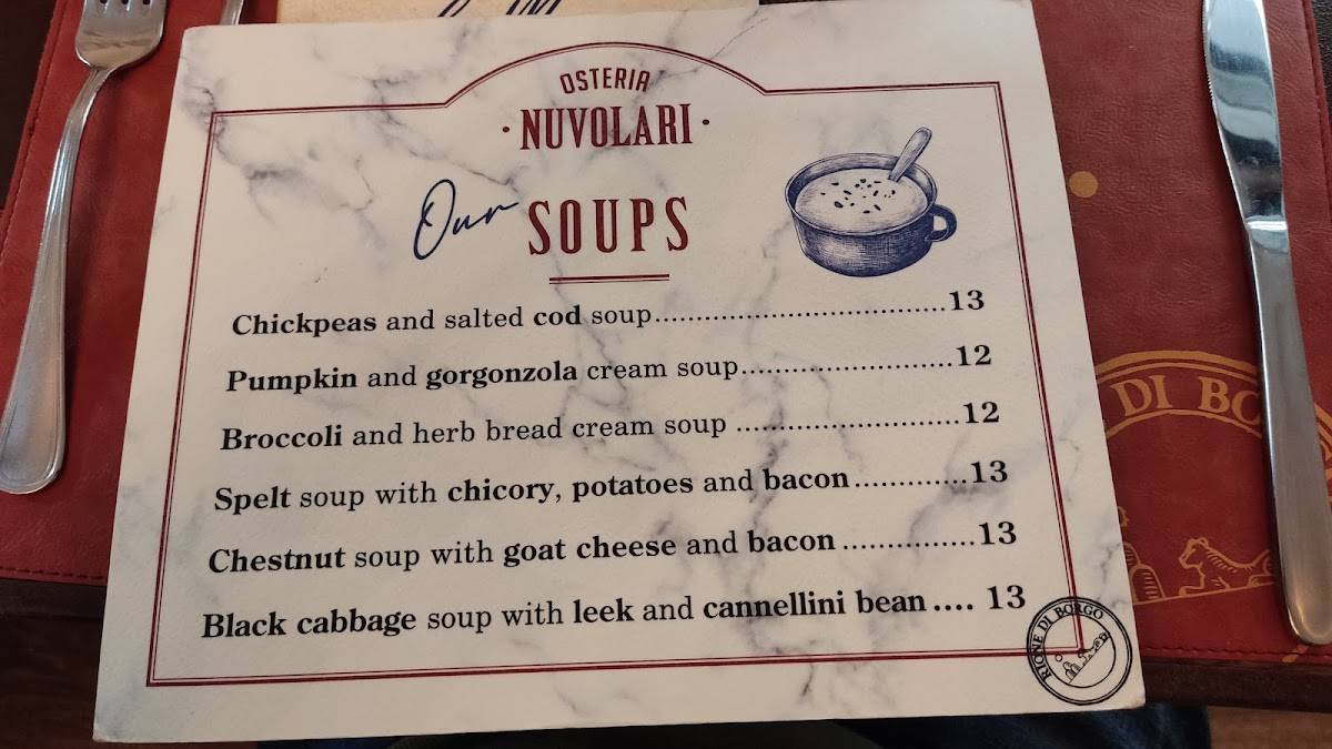 Menu di Osteria Nuvolari 