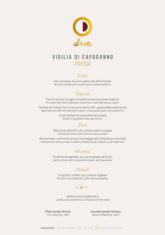 Menu di Osteria Oliva 