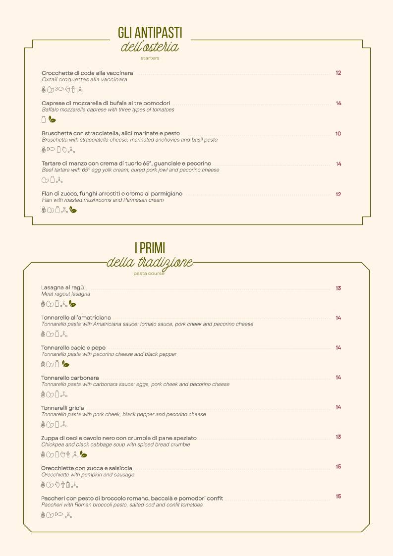 Menu di Osteria Oliva 