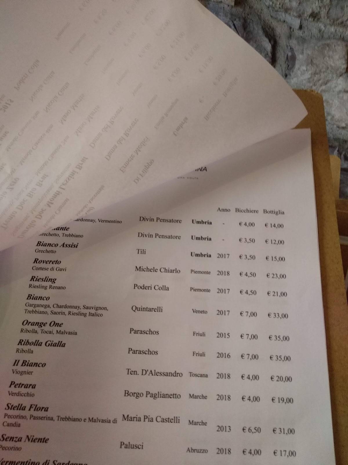 Menu di Osteria del Corso