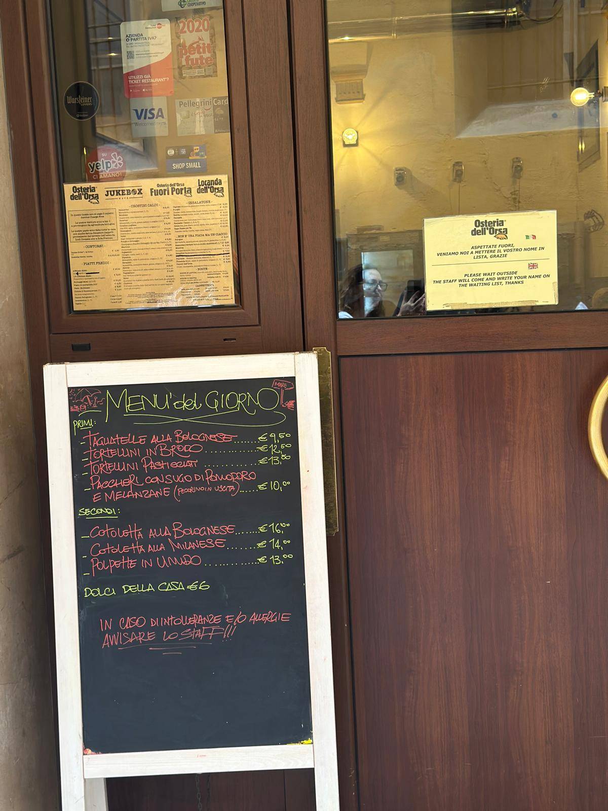 Menu di Osteria dell'Orsa 