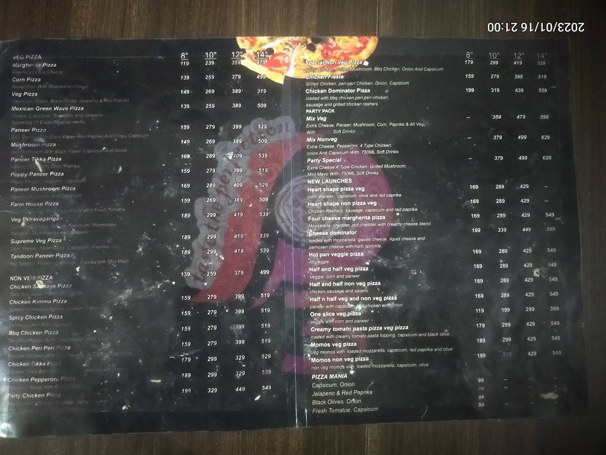 P3 pizza point menu