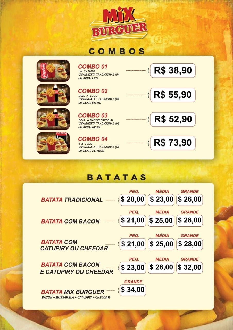 PIT DOG Mix Burguer cardápio
