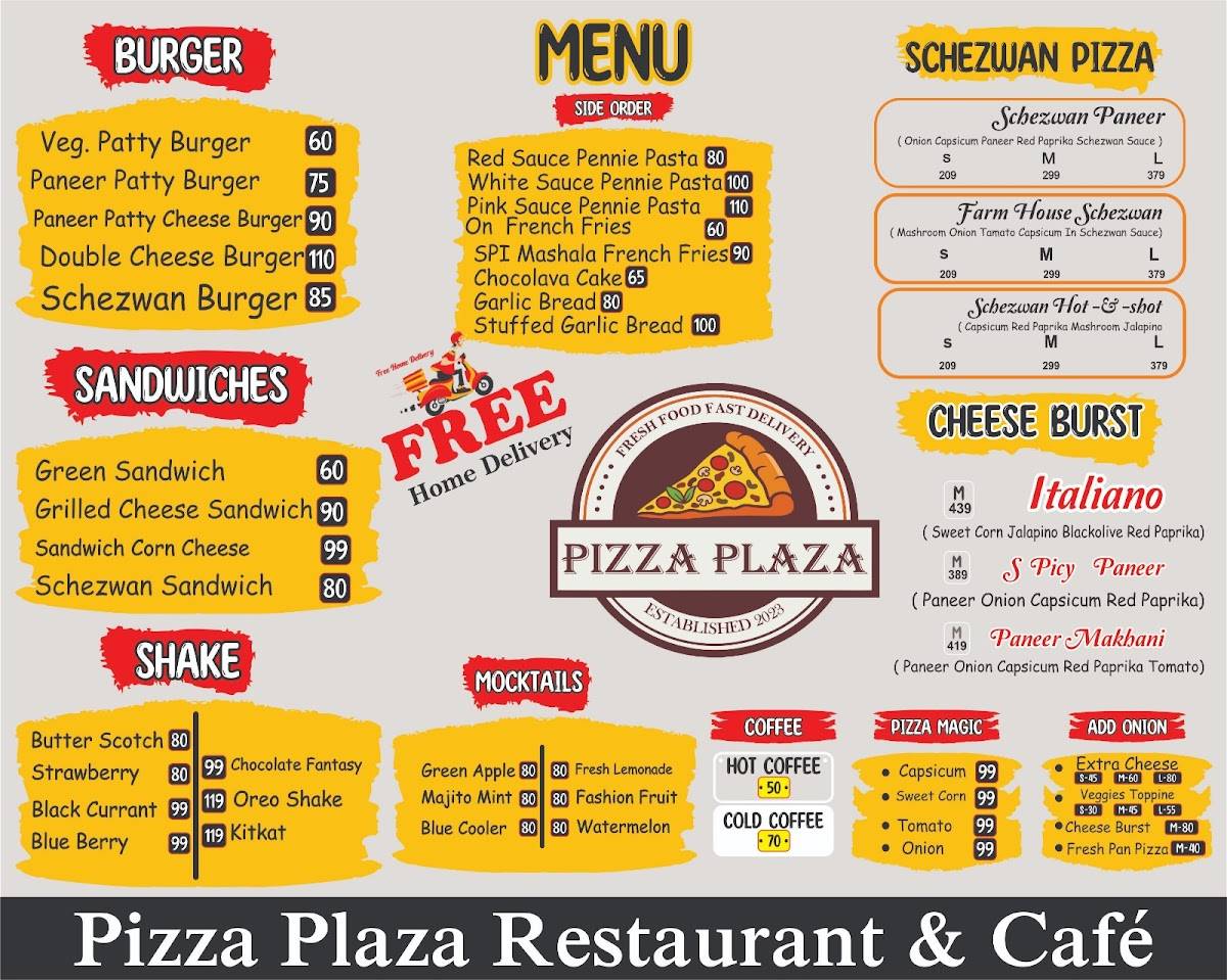 PIZZA PLAZZA menu