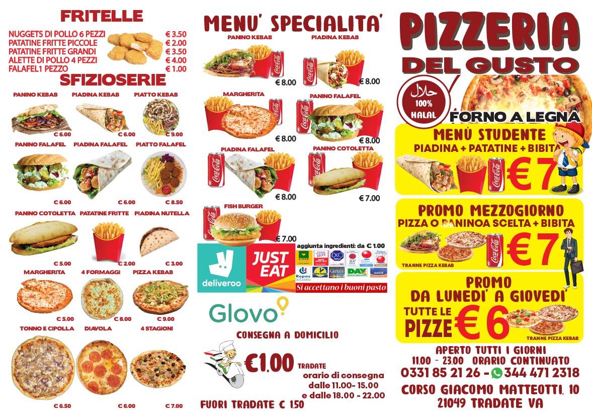 Menu di PIZZERIA DEL GUSTO 