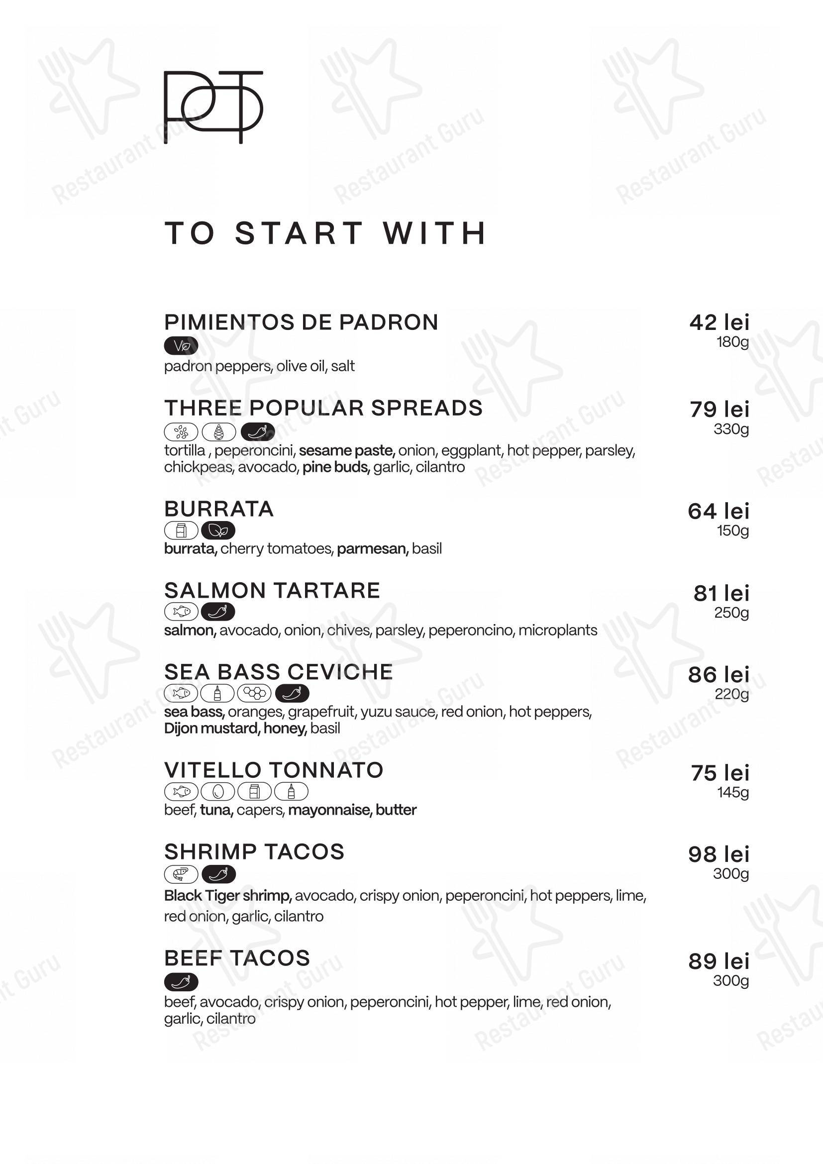Menu bar pour POT.stories dans Bucarest