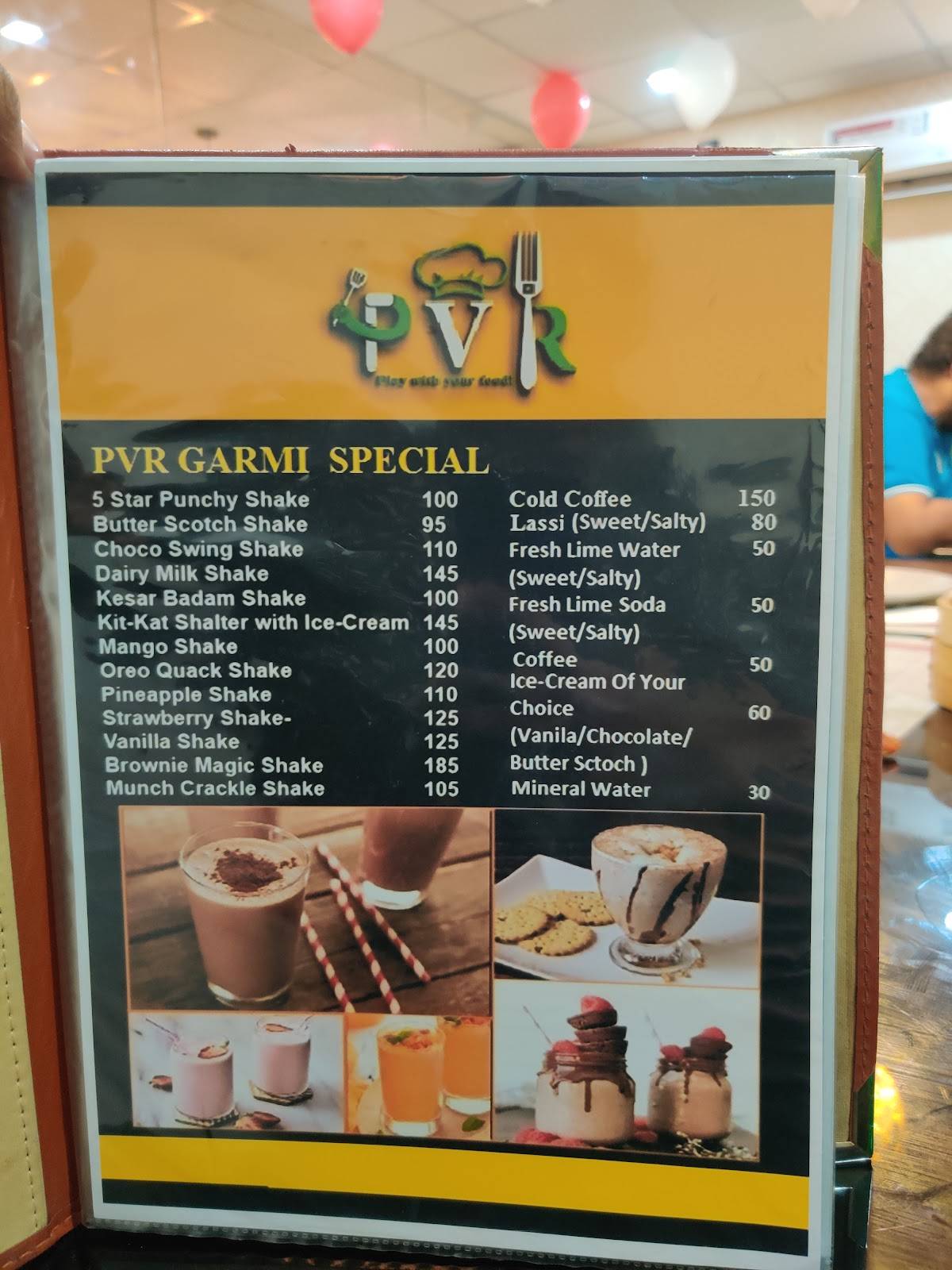 PVR Veg Restaurant menu