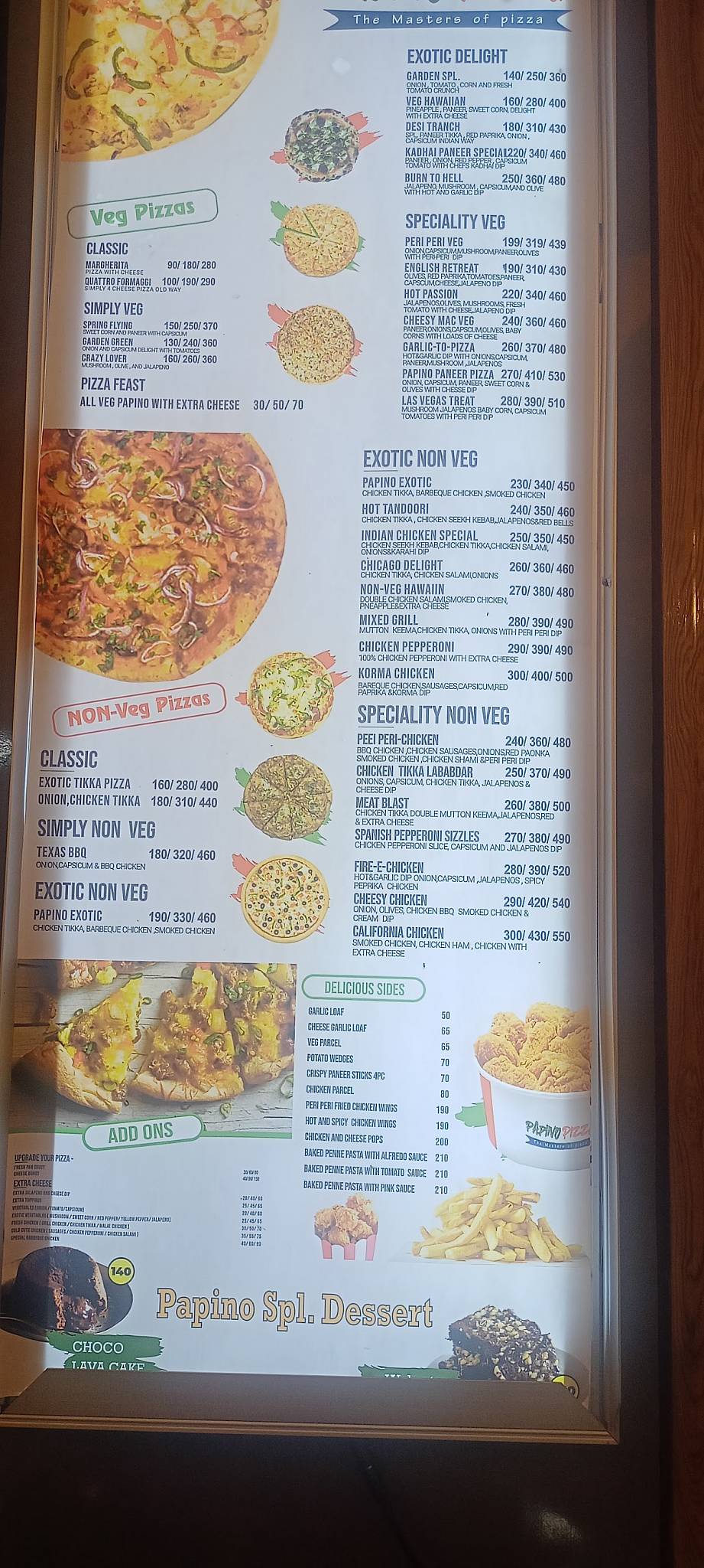 Pa Pino's Pizza menu