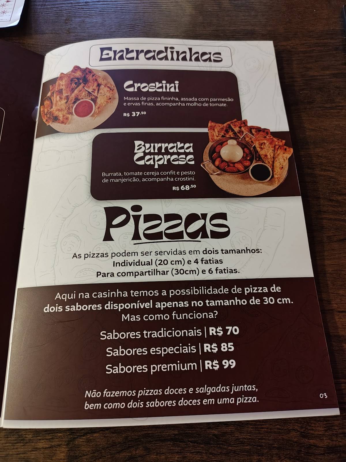 Paco Pizza cardápio