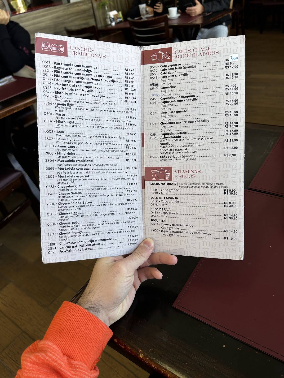 Padaria Imigrantes cardápio